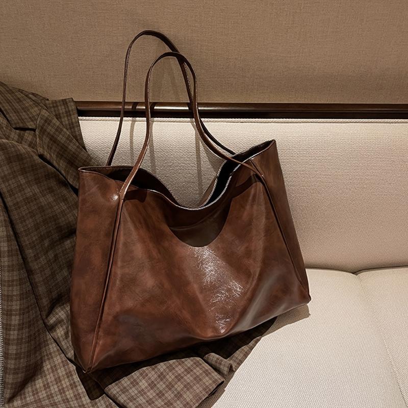 Women's Minimalist Tote Bag Large Capacity Shoulder Bag For Work Faux Leather