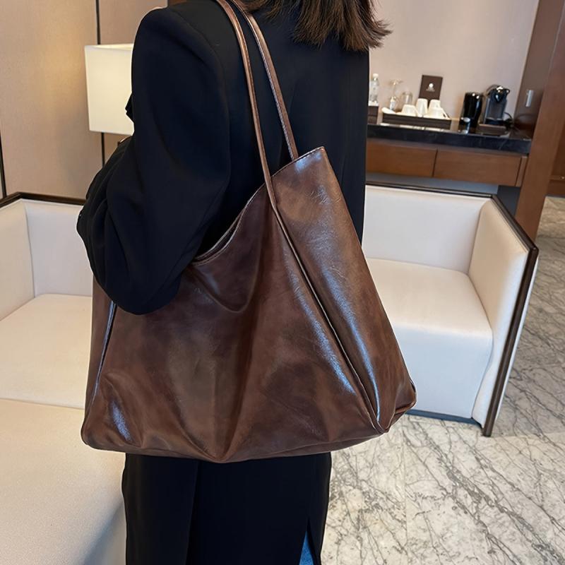 Women's Minimalist Tote Bag Large Capacity Shoulder Bag For Work Faux Leather