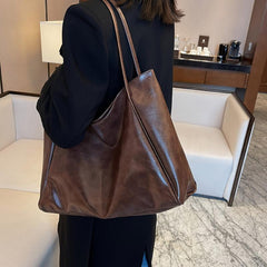 Women's Minimalist Tote Bag Large Capacity Shoulder Bag For Work Faux Leather