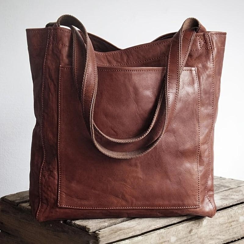 Vintage Style Large Capacity Shoulder Bag for Work