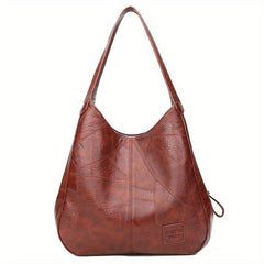 Vintage Shoulder Bag Women Stitching Detail Tote Bag Large Capacity