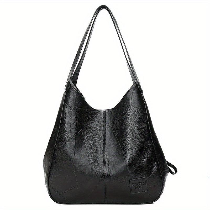 Vintage Shoulder Bag Women Stitching Detail Tote Bag Large Capacity