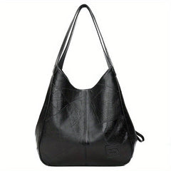 Vintage Shoulder Bag Women Stitching Detail Tote Bag Large Capacity