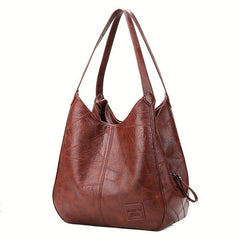Vintage Shoulder Bag Women Stitching Detail Tote Bag Large Capacity