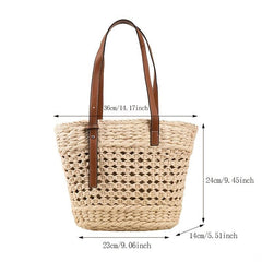 Women's Stylish Woven Shoulder Bag for Travel and Beach