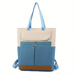 Contrast Tote Backpack Casual Nylon Laptop Daypack Shoulder Bag For Women