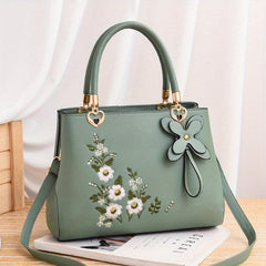 Floral Embroidery Crossbody Bag Women's Top Handle Satchel Purses