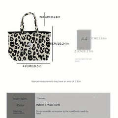 Leopard Pattern Canvas Tote Bag Durable Lightweight Shoulder Bag