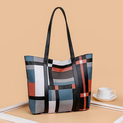 Colorblock Tote Bag Large Capacity Shoulder Bag Casual Handbag