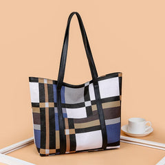 Colorblock Tote Bag Large Capacity Shoulder Bag Casual Handbag