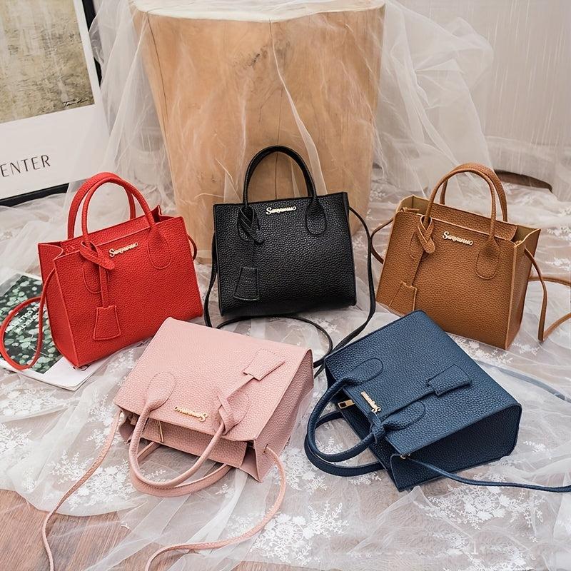 Mini Satchel Crossbody Bag PU Leather Textured Versatile Shoulder Bag