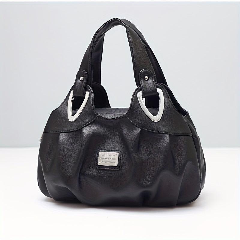 Vintage Hobo Handbag All Match Shoulder Bag Zipper Faux Leather Bag