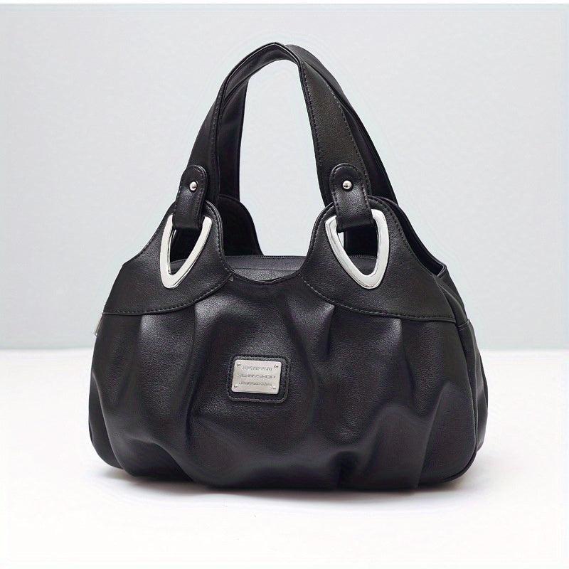 Vintage Hobo Handbag All Match Shoulder Bag Zipper Faux Leather Bag