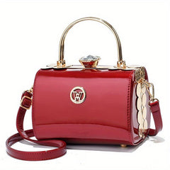 Rhinestone Box Handbags Clip Crossbody Bag Top Ring Clutch Evening Purse