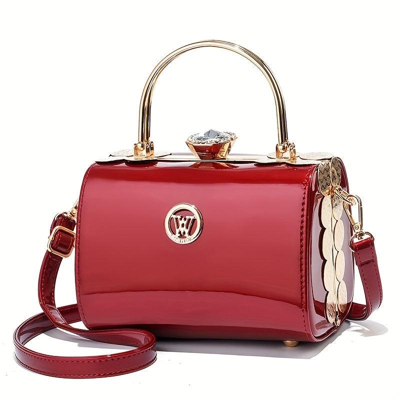 Rhinestone Box Handbags Clip Crossbody Bag Top Ring Clutch Evening Purse