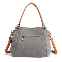 Large Capacity Canvas Colorblock Satchel Tote Bag