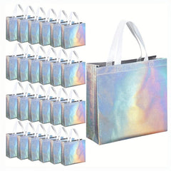 4 Reusable Gift Bags Laser Grocery Portable Shopping Tote Bags