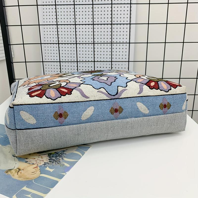 Boho Canvas Tote Bag Large Capacity Shoulder Bag