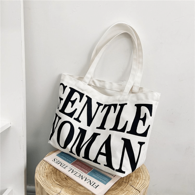 Durable Canvas Tote Bag Large Capacity Handbag Double Handle Shopping Bag