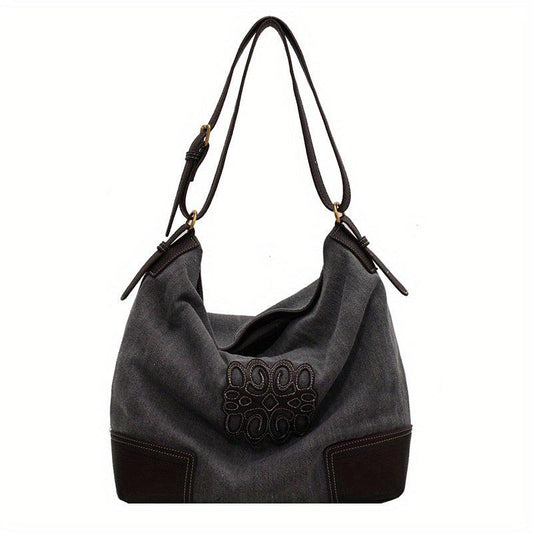 Vintage Stitching Shoulder Bag Classic Tote Bag For Work & Shopping