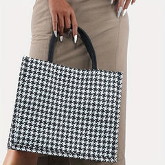 Houndstooth Pattern Tote Bag Portable Lightweight Commuter Handbags
