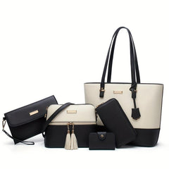 Colorblock Tote Bag Set Large Capacity Travel Bags