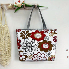 Butterfly Print Canvas Tote Bag Large Capacity Shoulder Bag