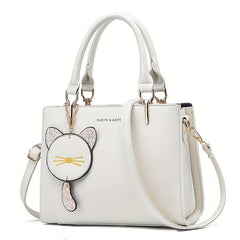 Women's Crossbody Satchel with Cat Pendant