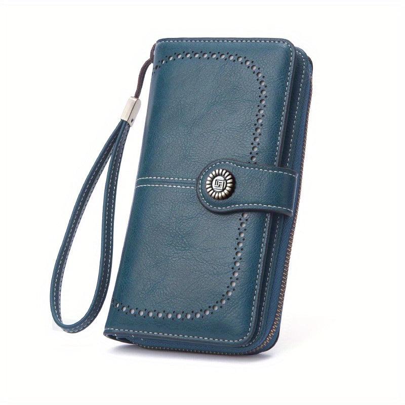 Vintage Long Wallet with Large Capacity and Zipper Coin Purse