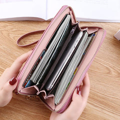 Embossed Zipper Leaf Wristlet Clutch Wallet