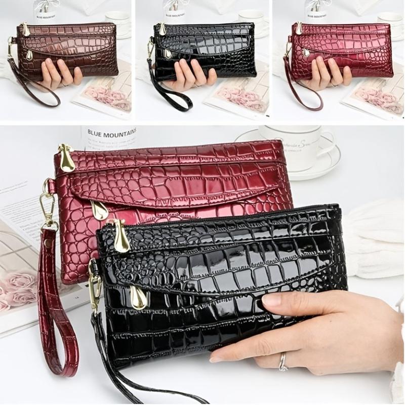 Crocodile Clutch Wallet Women Long Zipper Hand Bag Coin Card Purse