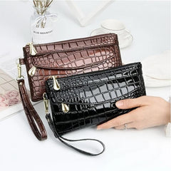 Crocodile Clutch Wallet Women Long Zipper Hand Bag Coin Card Purse