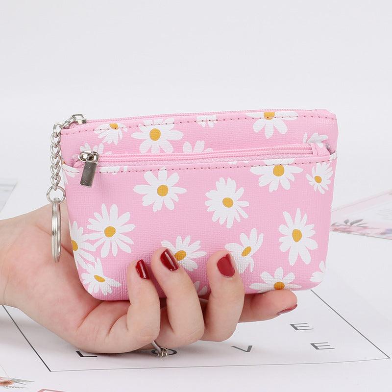 Mini Daisy Clutch Coin Purse Zipper Pouch Keychain Bag