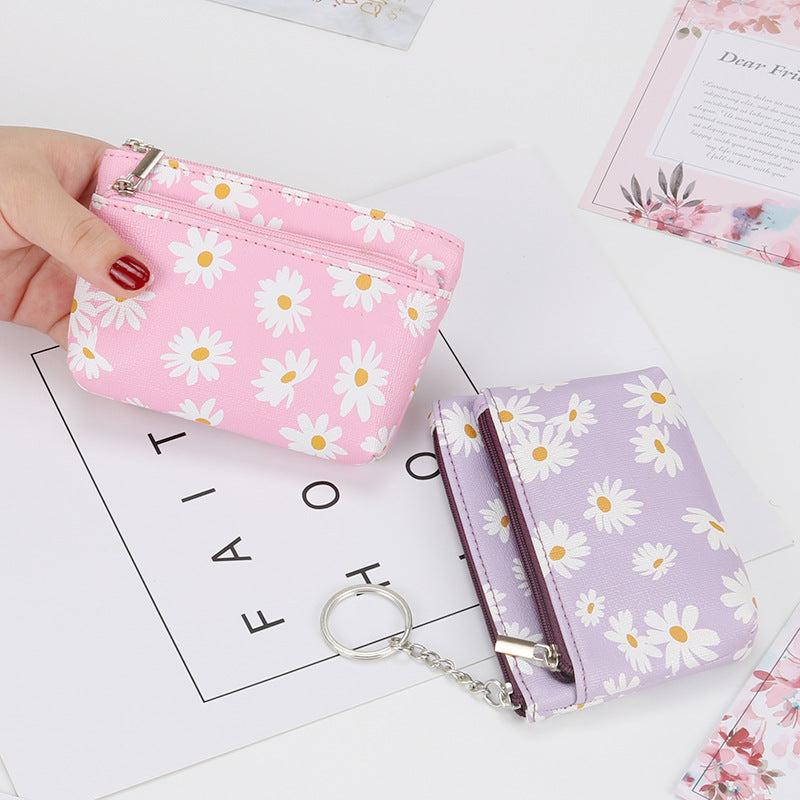 Mini Daisy Clutch Coin Purse Zipper Pouch Keychain Bag