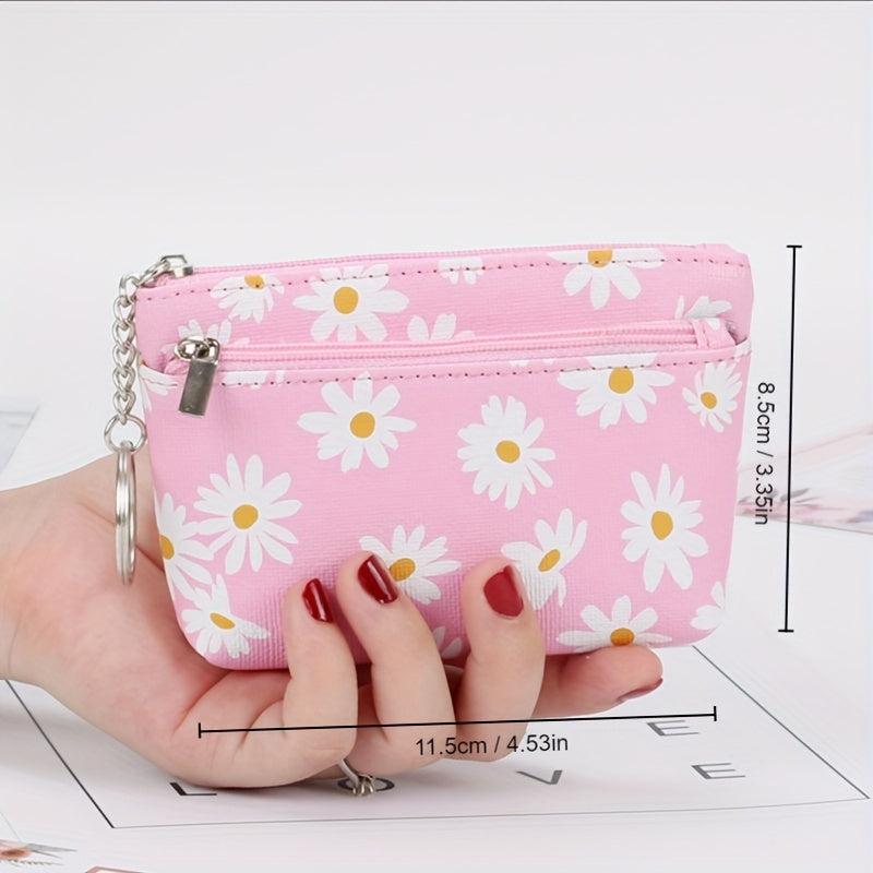 Mini Daisy Clutch Coin Purse Zipper Pouch Keychain Bag