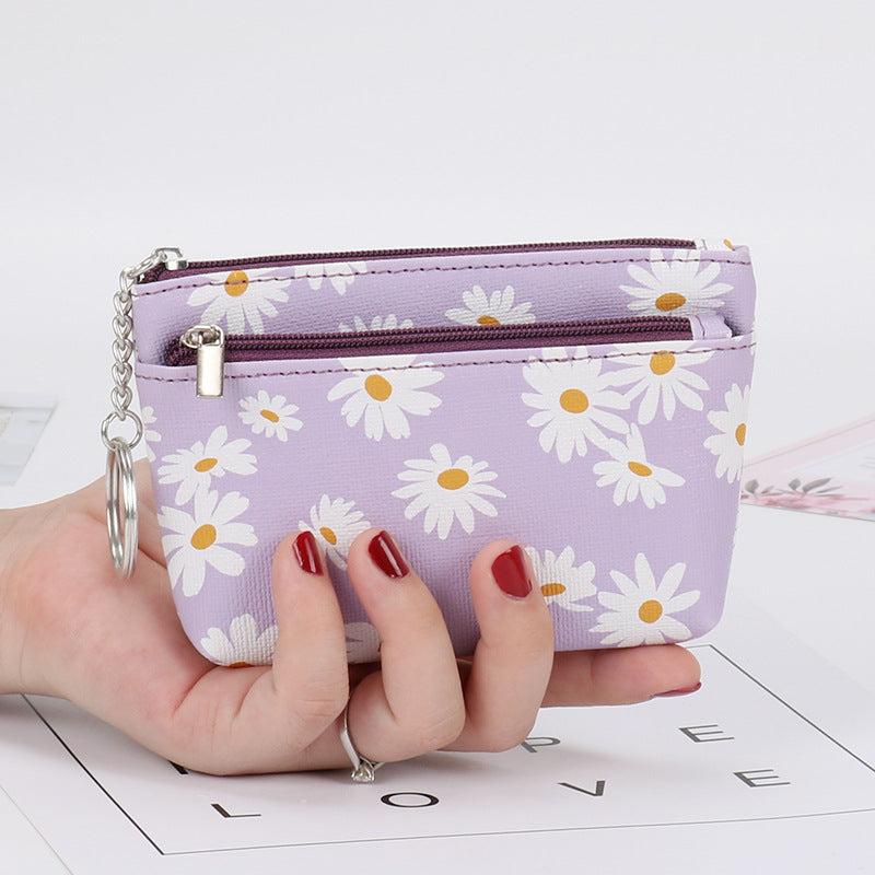 Mini Daisy Clutch Coin Purse Zipper Pouch Keychain Bag