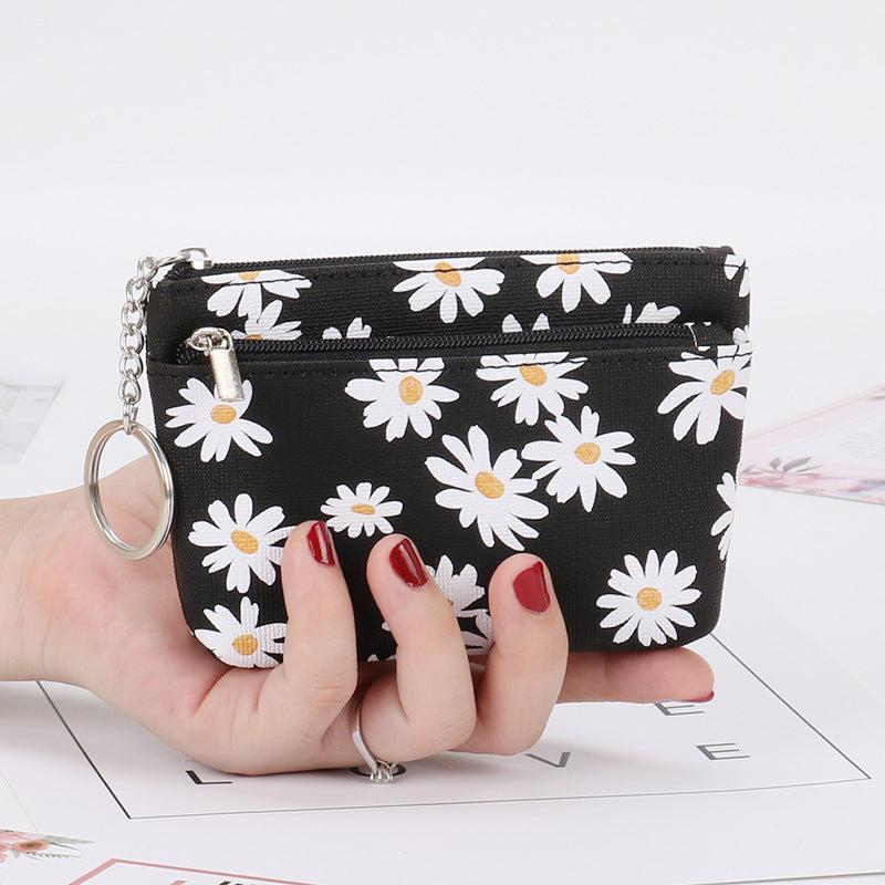 Mini Daisy Clutch Coin Purse Zipper Pouch Keychain Bag