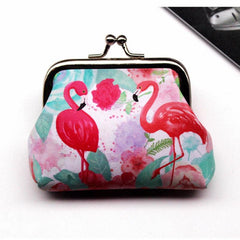 Flamingo Print Coin Purse Mini Clutch Storage Bag Kiss Lock Organizer Purse