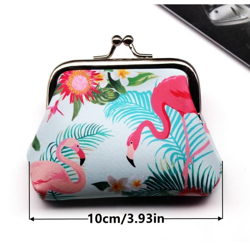 Flamingo Print Coin Purse Mini Clutch Storage Bag Kiss Lock Organizer Purse