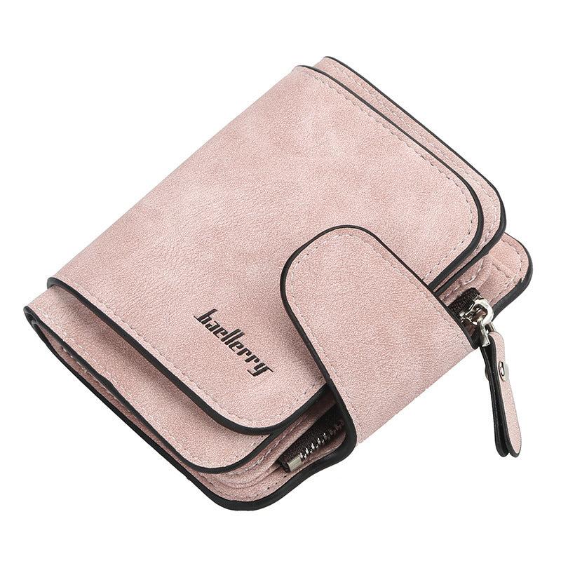 Small Faux Leather Wallet w/ Card Slots & Zipper Pocket