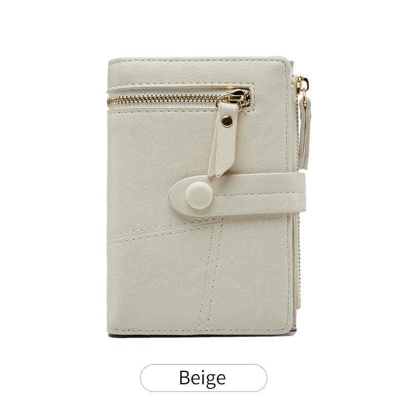 Casual Solid Coin Purse Multifunctional Short Wallet With Button