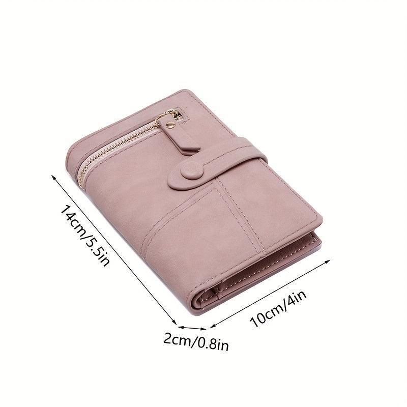 Casual Solid Coin Purse Multifunctional Short Wallet With Button