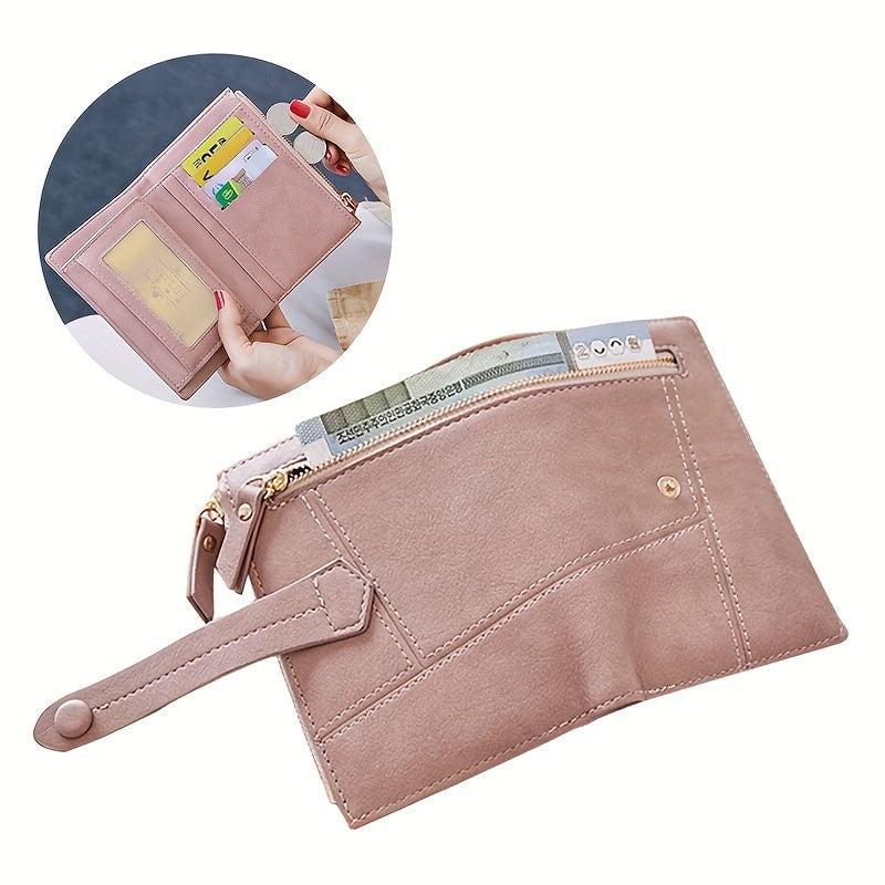 Casual Solid Coin Purse Multifunctional Short Wallet With Button