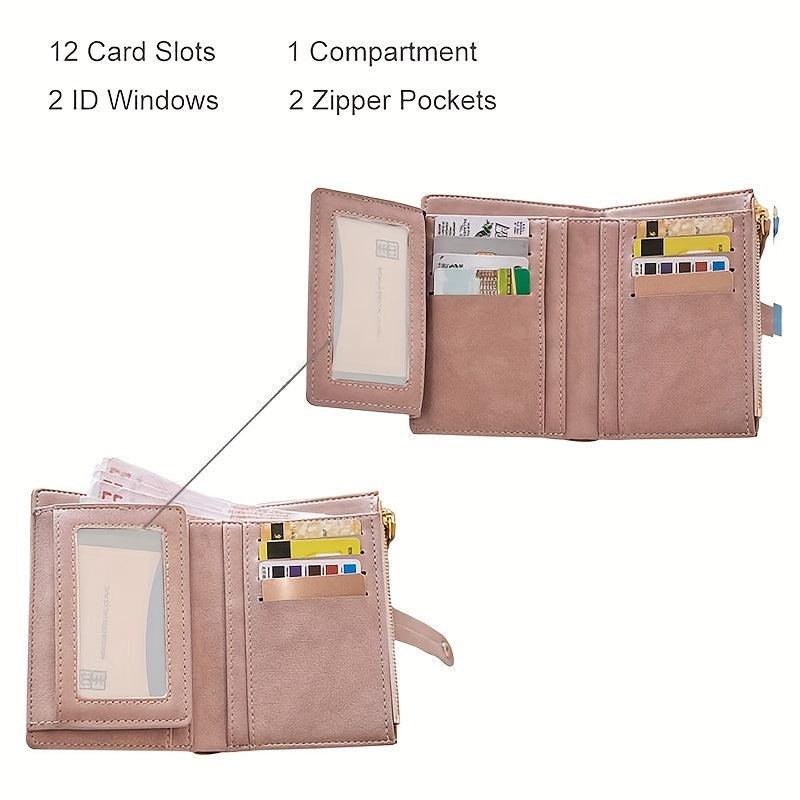 Casual Solid Coin Purse Multifunctional Short Wallet With Button