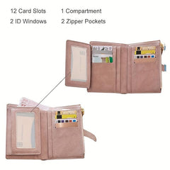 Casual Solid Coin Purse Multifunctional Short Wallet With Button