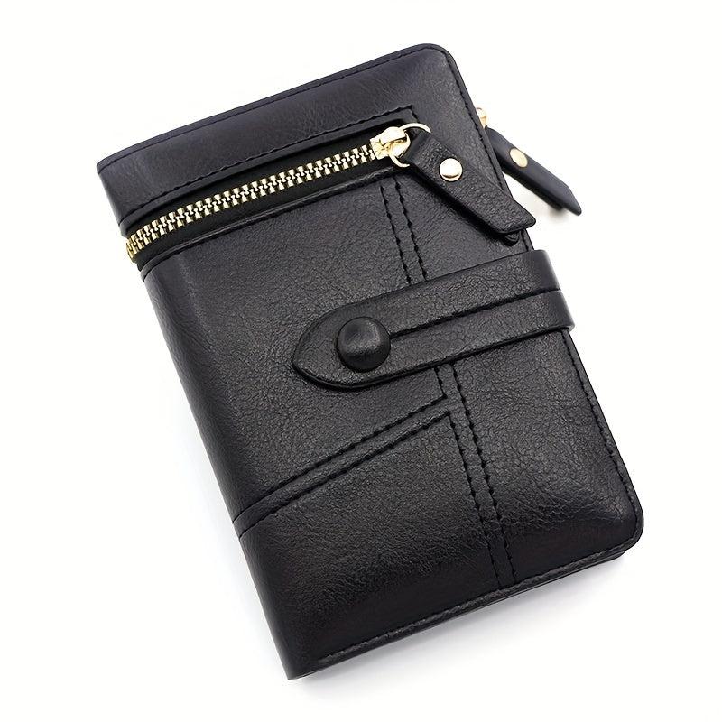 Casual Solid Coin Purse Multifunctional Short Wallet With Button