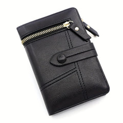 Casual Solid Coin Purse Multifunctional Short Wallet With Button