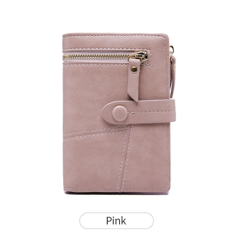 Casual Solid Coin Purse Multifunctional Short Wallet With Button