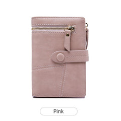 Casual Solid Coin Purse Multifunctional Short Wallet With Button