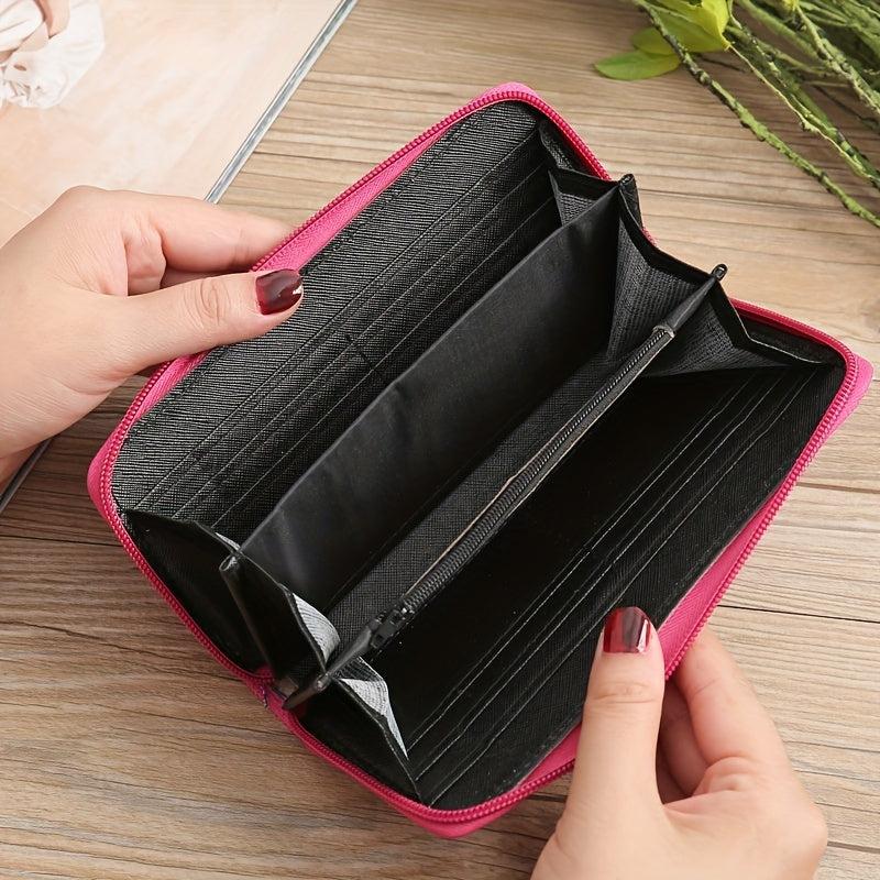 Ethnic Embroidered Long Wallet Zipper Around Purse Coin Purse